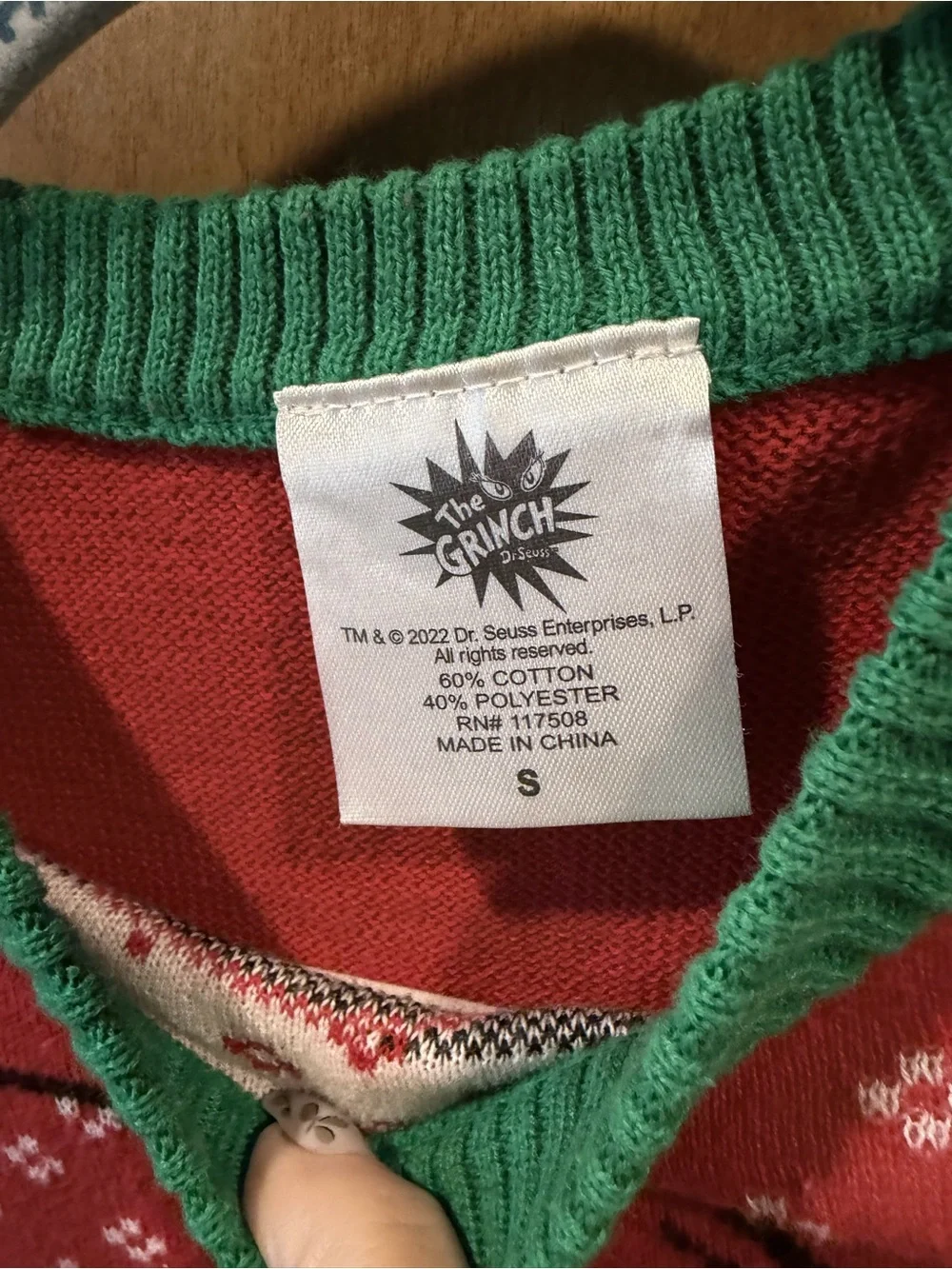 The Grinch Kids Grinch green & Red Holiday Sweater Top size small